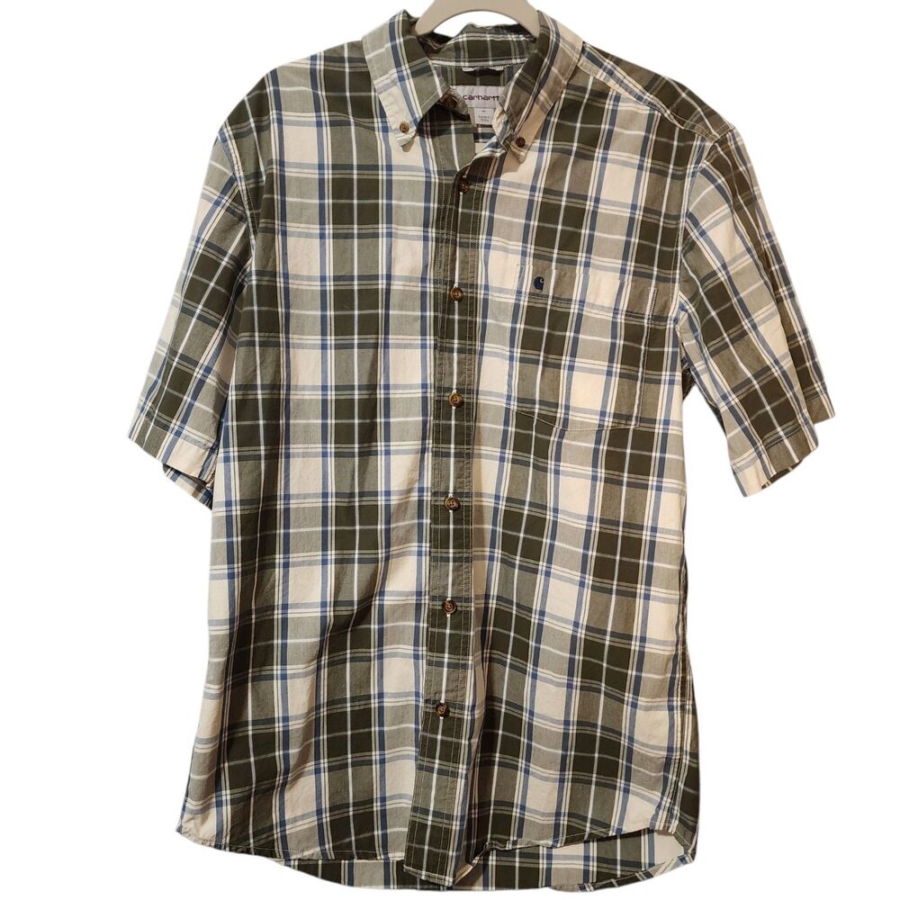 Carhartt Mens Button Down Plaid Shirt Medium  Relaxed Fit